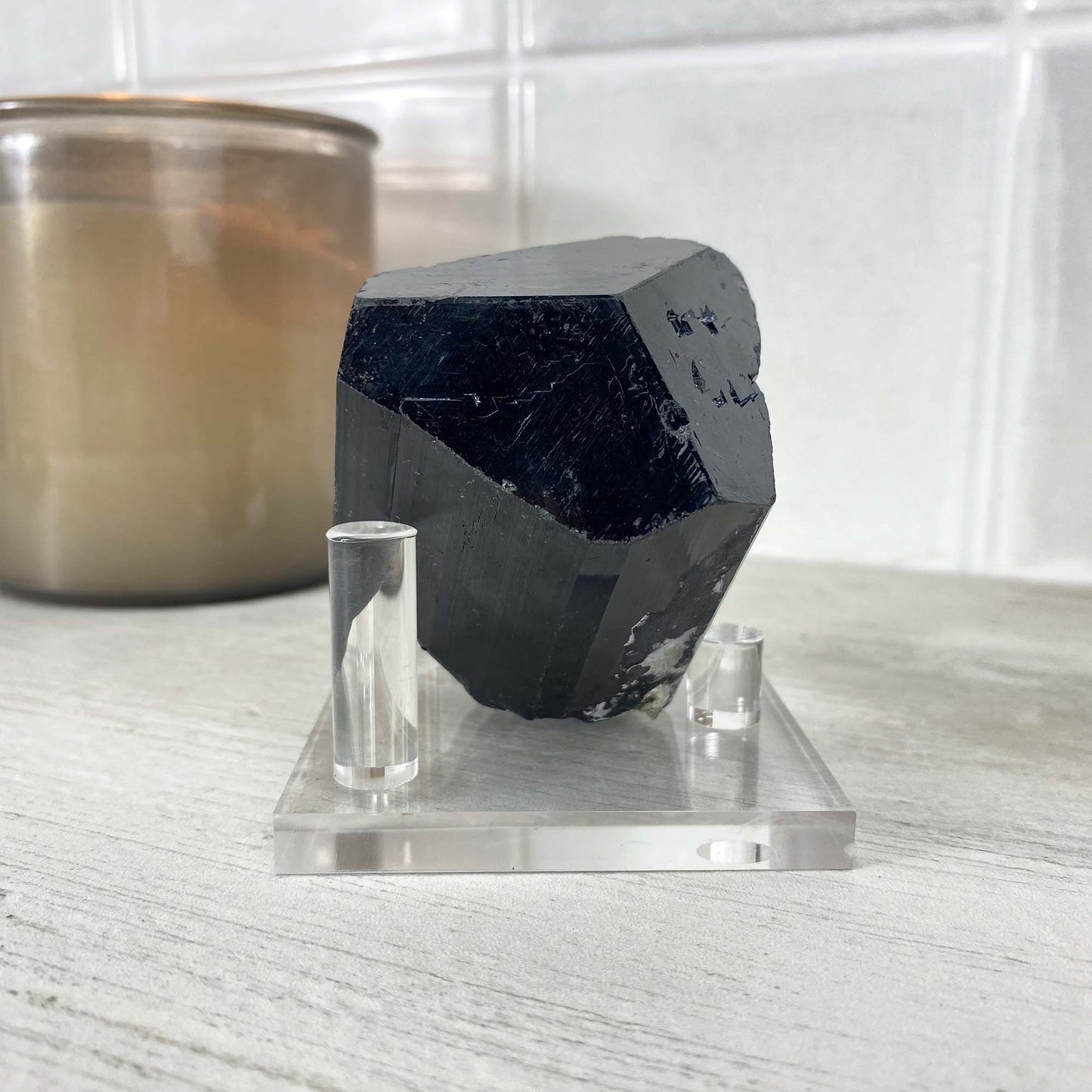 Erongo Mountain Schorl (black tourmaline) with Hyalite Specimen