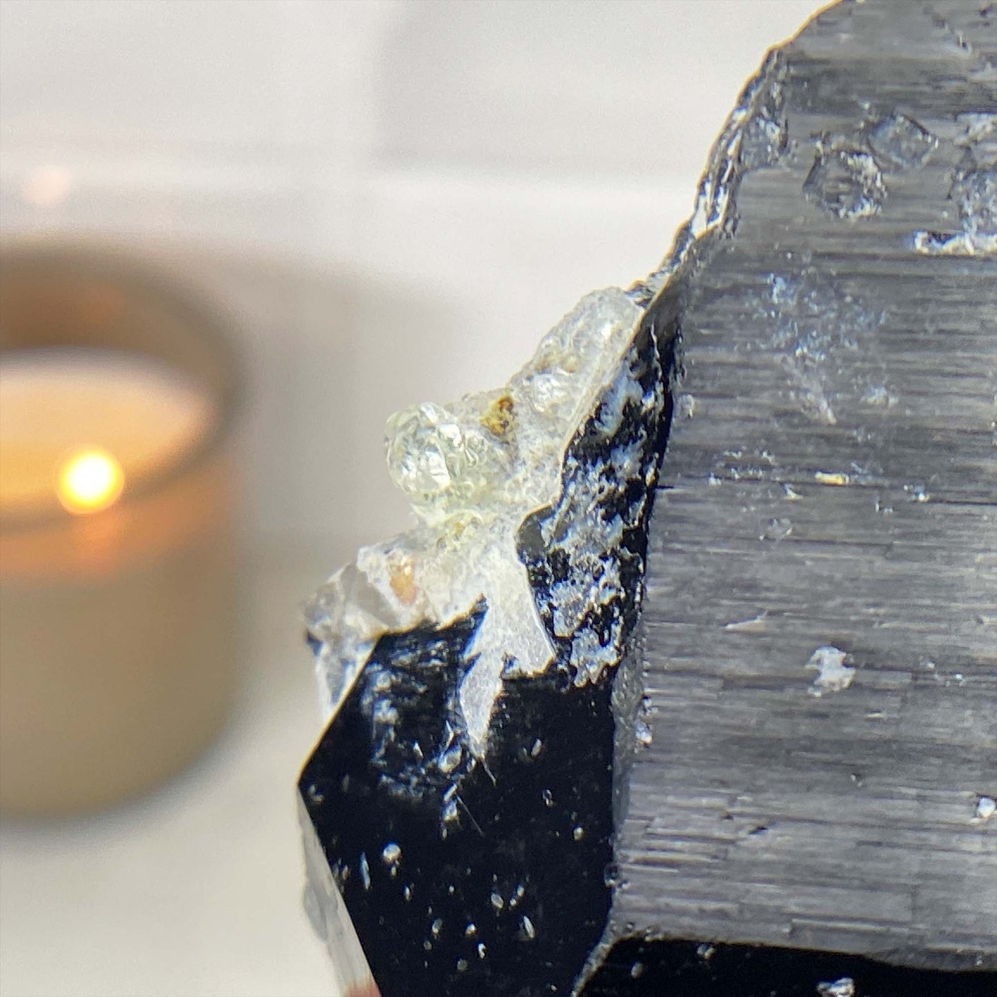 Erongo Mountain Schorl (black tourmaline) with Hyalite Specimen