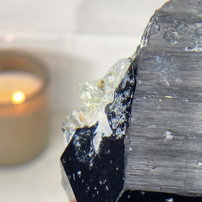 Erongo Mountain Schorl (black tourmaline) with Hyalite Specimen
