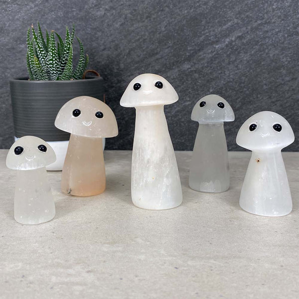 Selenite Mushroom Carvings