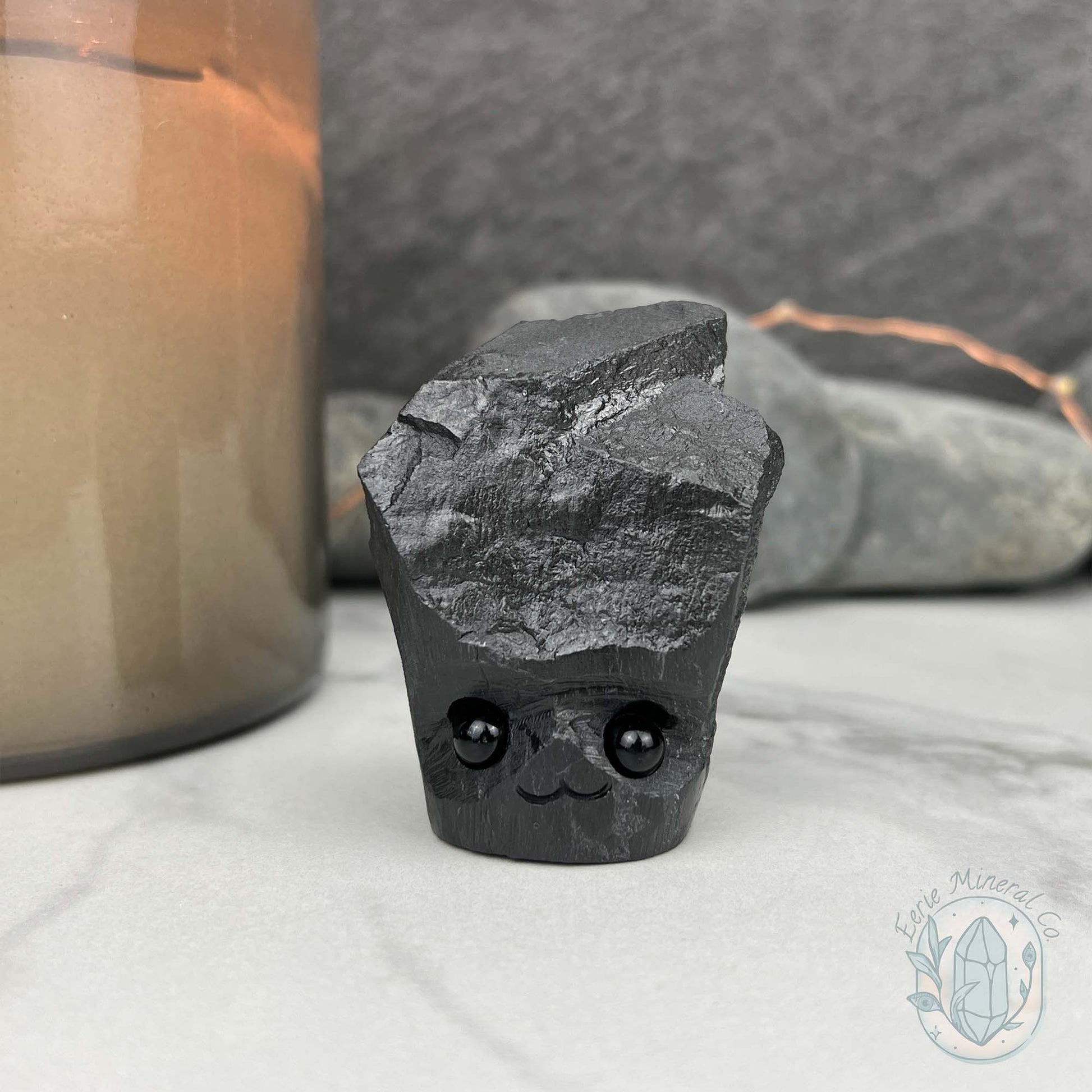 Natural Shungite Hedgehog Carving