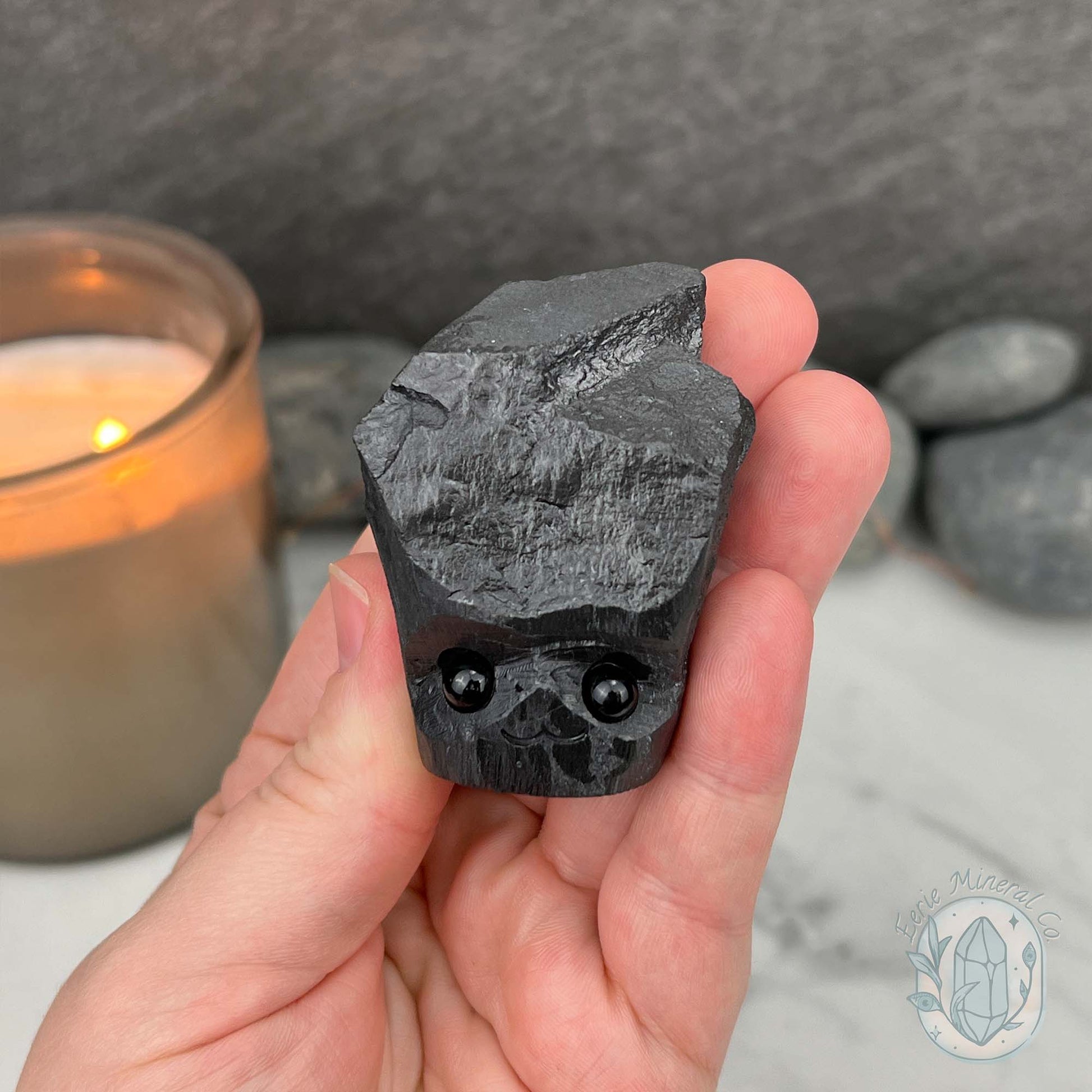 Natural Shungite Hedgehog Carving