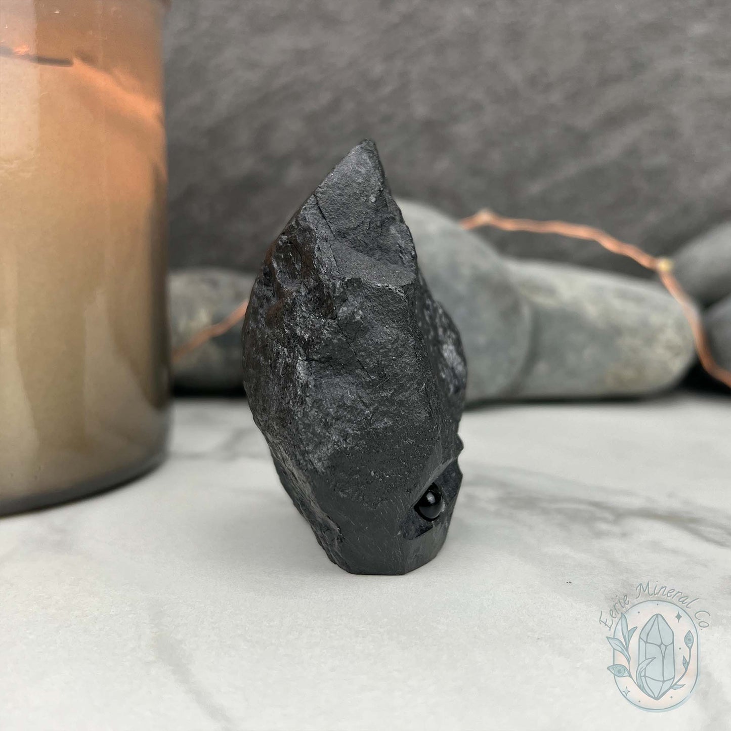 Natural Shungite Hedgehog Carving