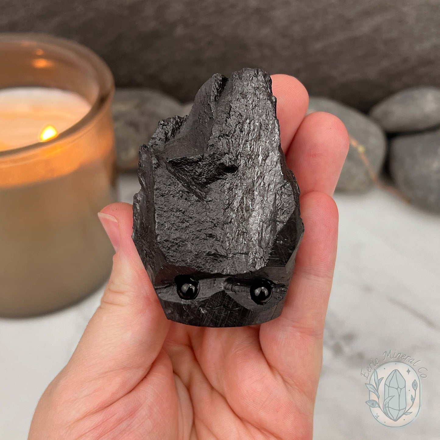 Natural Shungite Hedgehog Carving