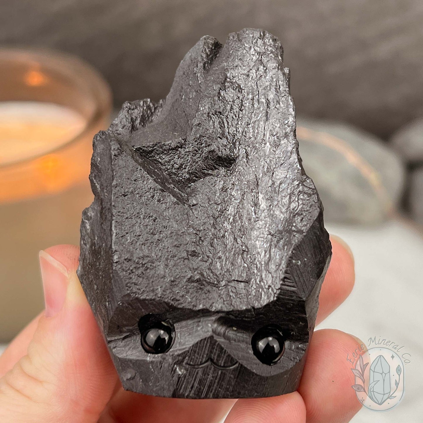 Natural Shungite Hedgehog Carving