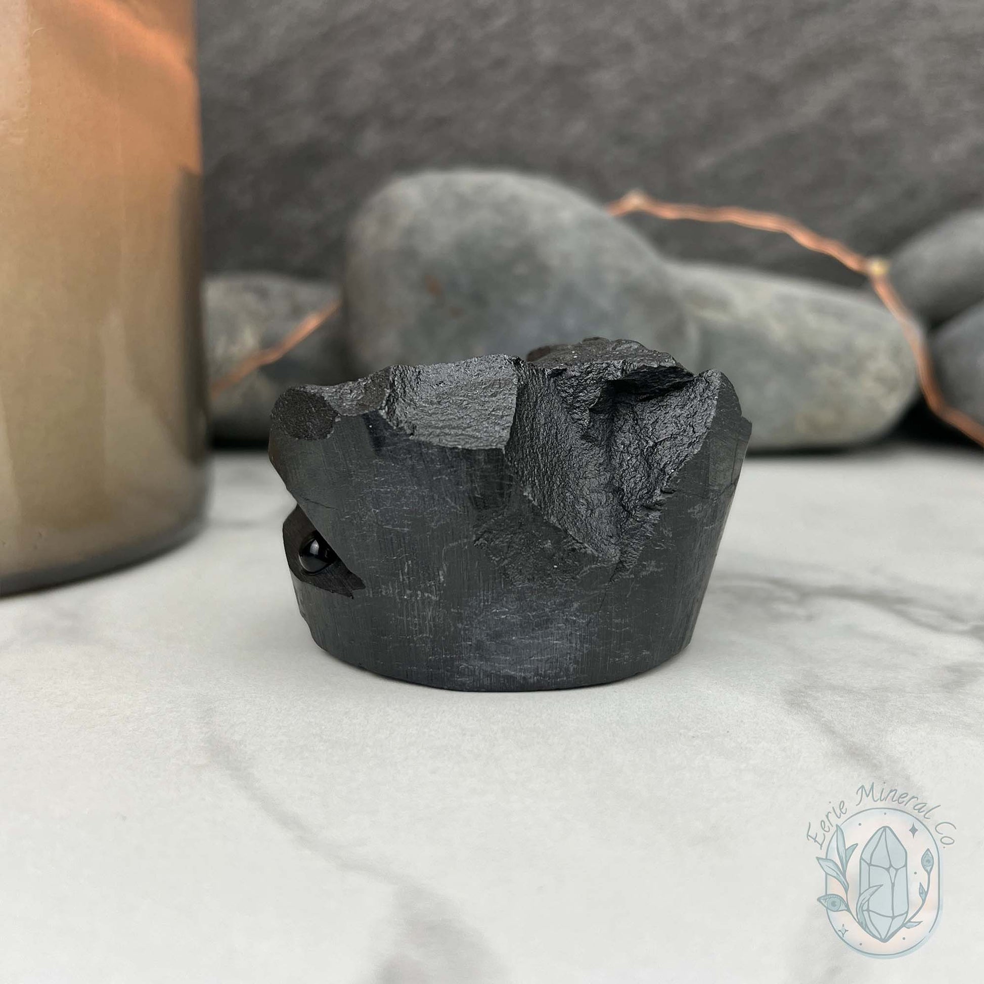 Natural Shungite Hedgehog Carving