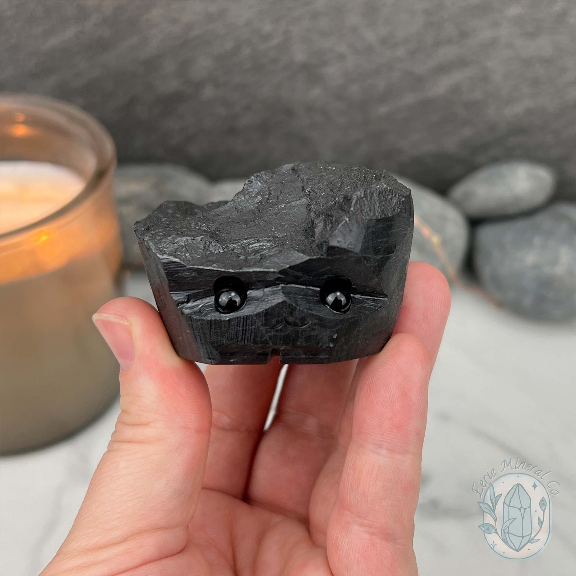 Natural Shungite Hedgehog Carving
