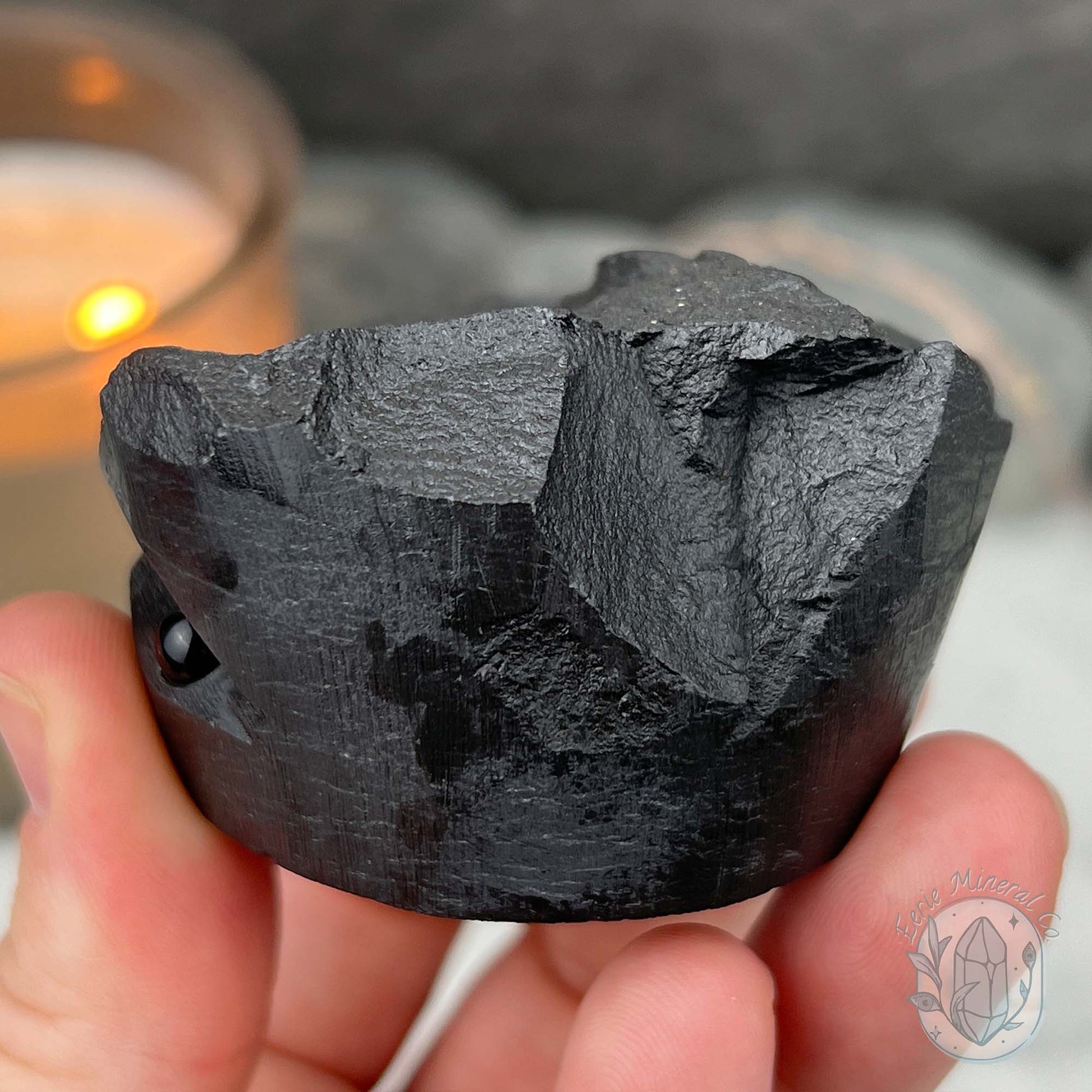 Natural Shungite Hedgehog Carving