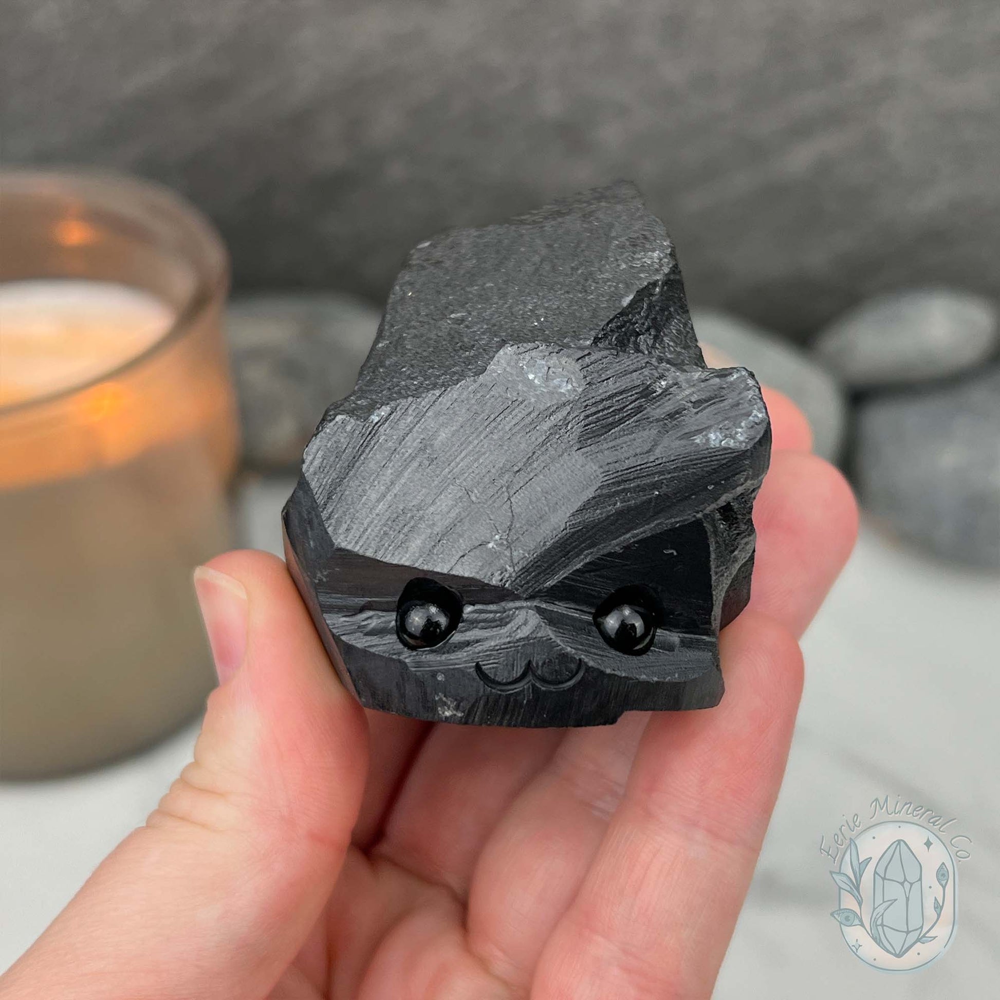 Natural Shungite Hedgehog Carving