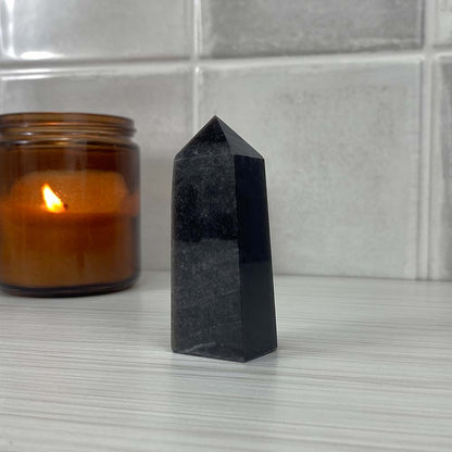 Polished Silver Obsidian Tower
