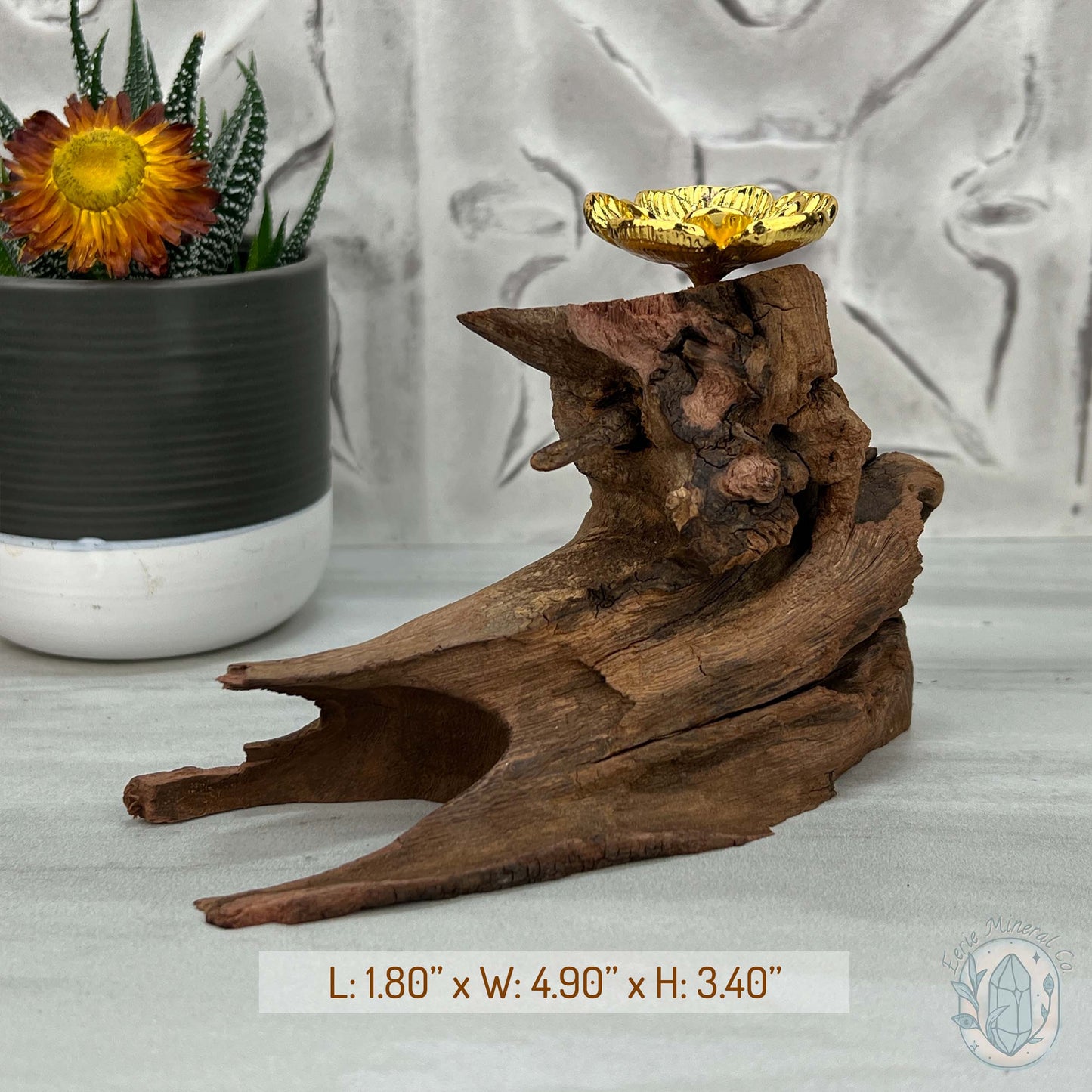 Driftwood Gold Blossom Single Sphere Holder Stands