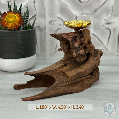Driftwood Gold Blossom Single Sphere Holder Stands