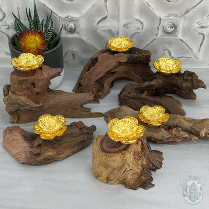 Driftwood Gold Blossom Single Sphere Holder Stands