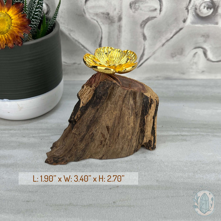 Driftwood Gold Blossom Single Sphere Holder Stands