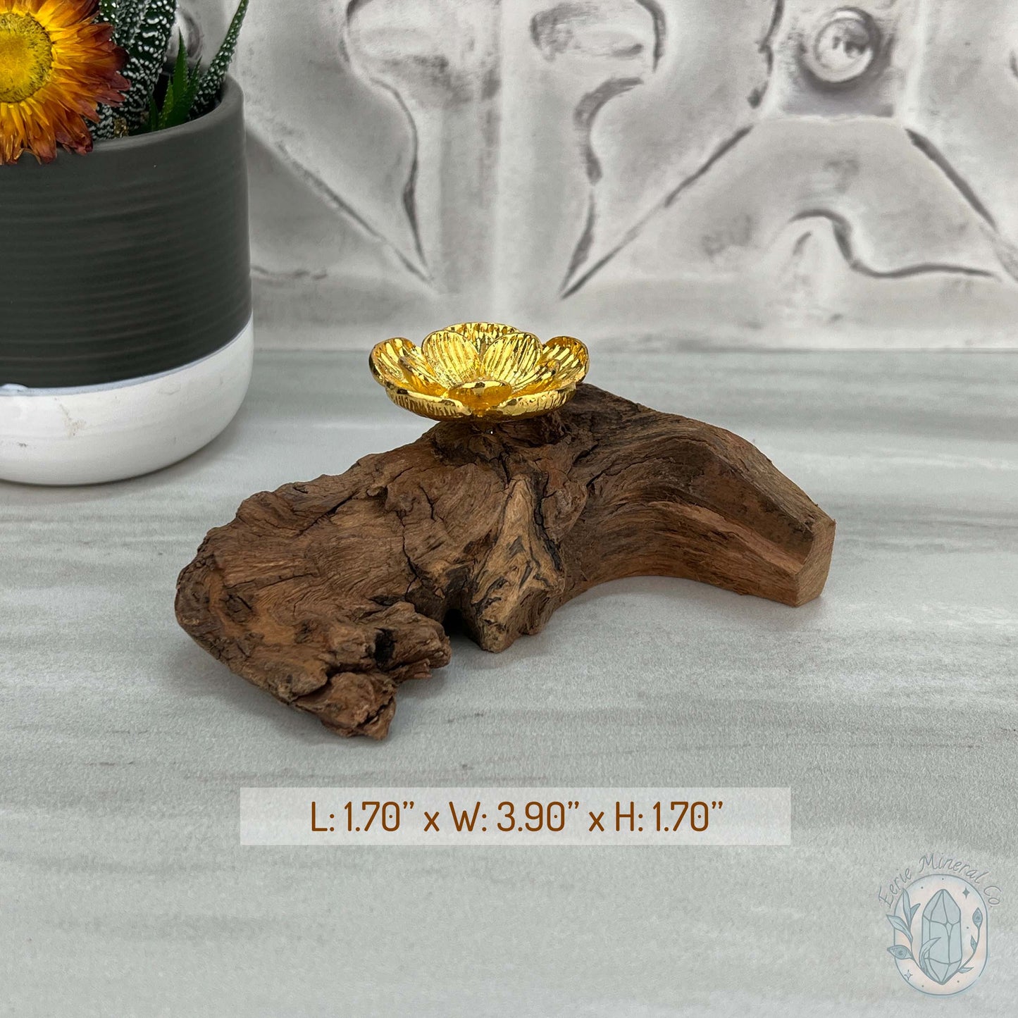 Driftwood Gold Blossom Single Sphere Holder Stands