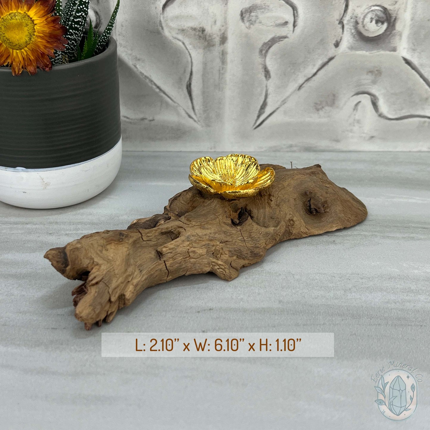 Driftwood Gold Blossom Single Sphere Holder Stands