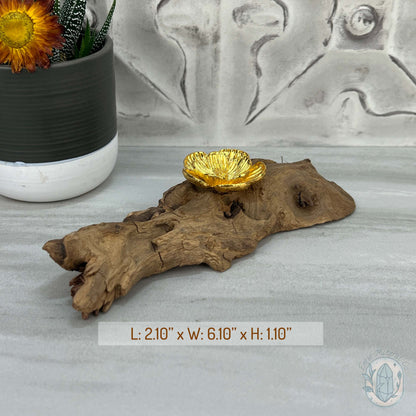 Driftwood Gold Blossom Single Sphere Holder Stands
