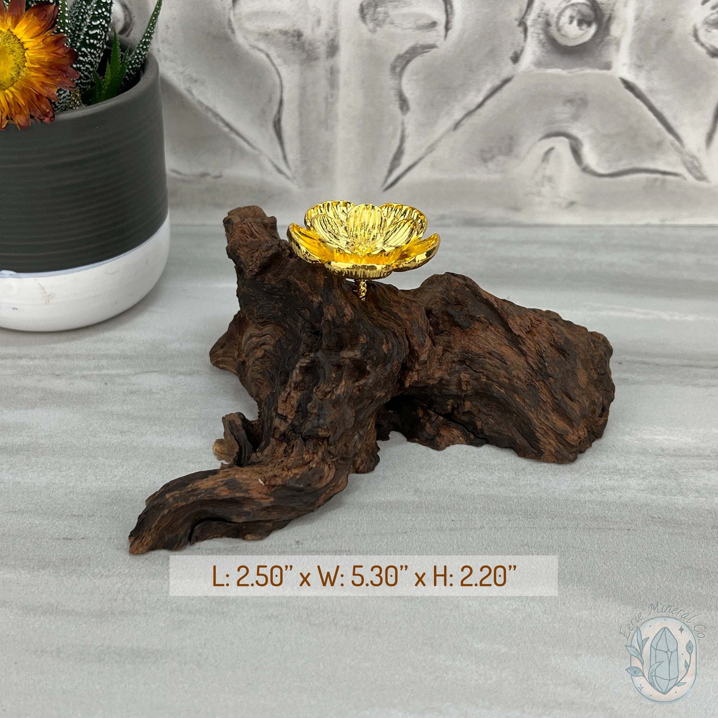 Driftwood Gold Blossom Single Sphere Holder Stands