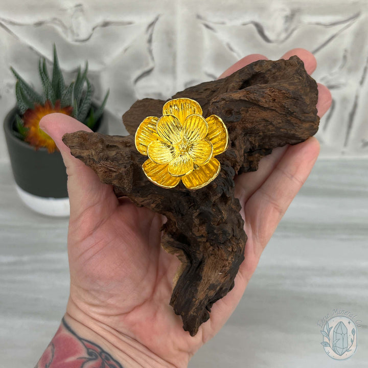 Driftwood Gold Blossom Single Sphere Holder Stands