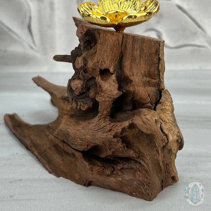 Driftwood Gold Blossom Single Sphere Holder Stands