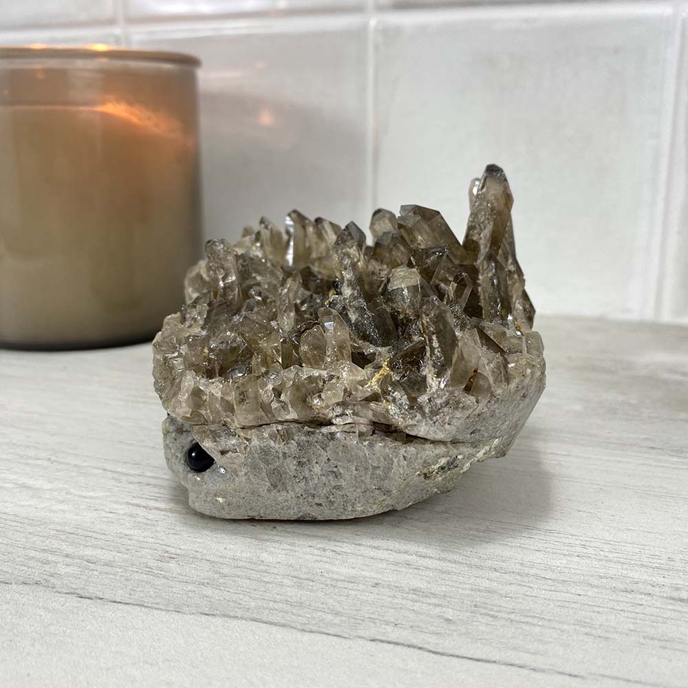 Smoky Specimen Hedgehog Carving