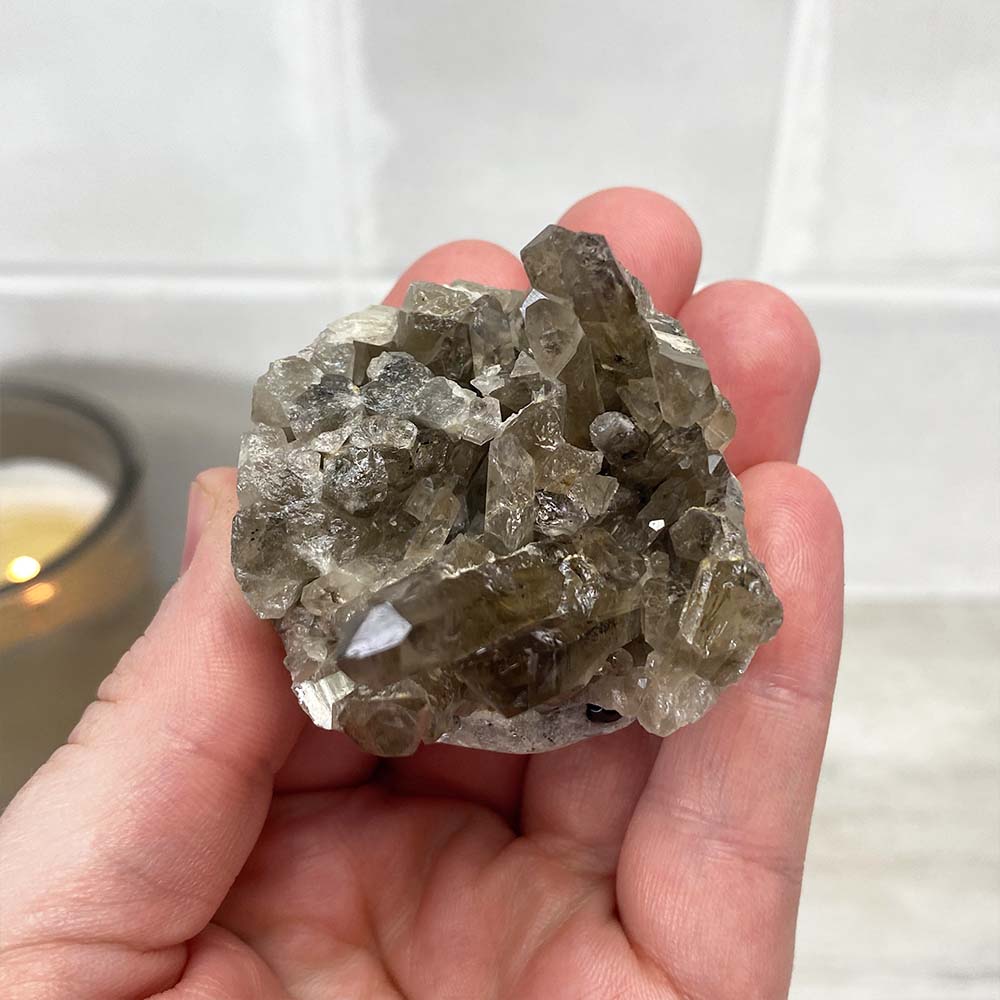Smoky Quartz Crystal Cluster Specimen Hedgehog Carving
