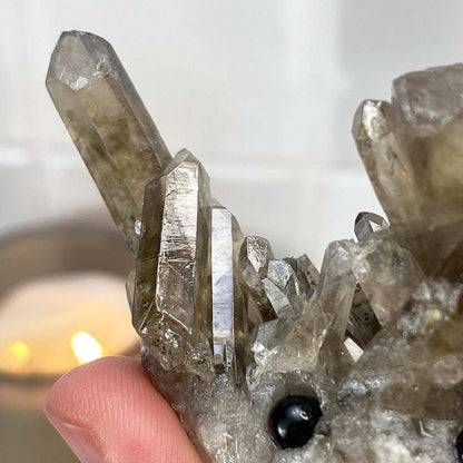 Smoky Quartz Crystal Cluster Specimen Hedgehog Carving