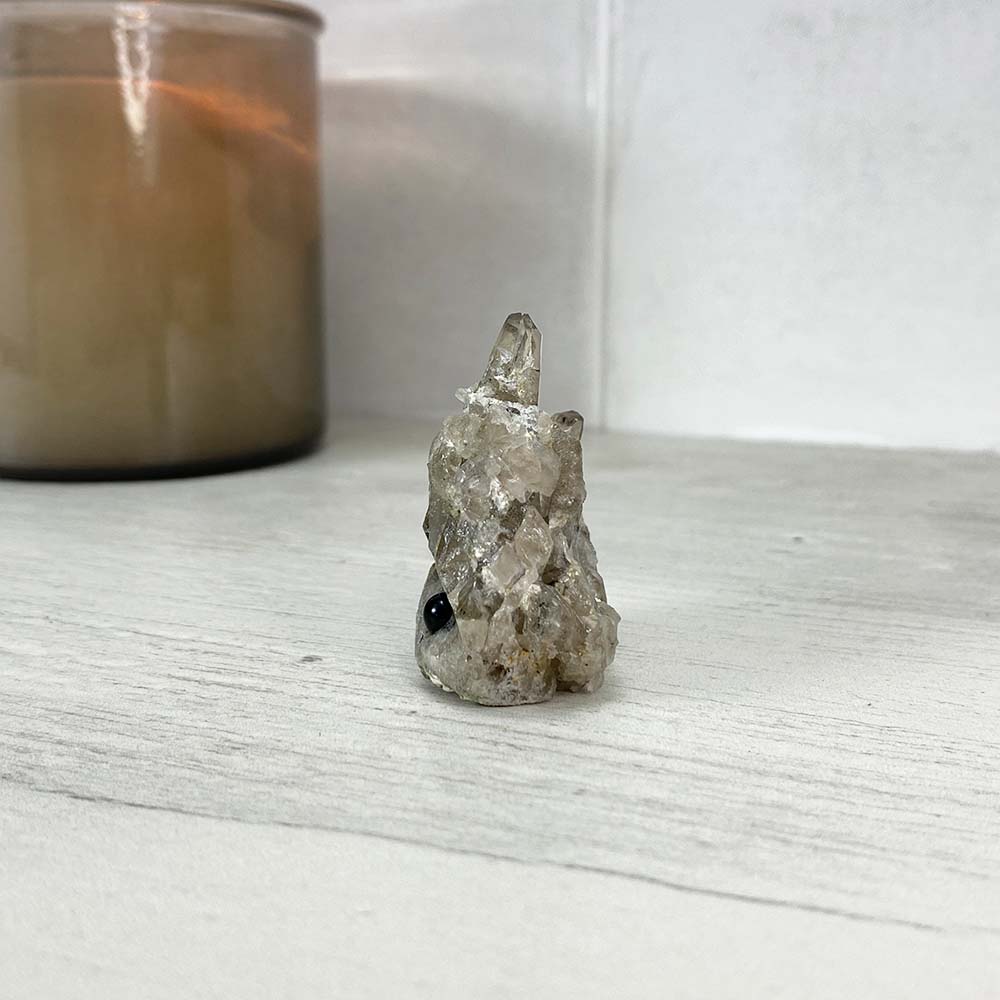 Smoky Quartz Crystal Cluster Specimen Hedgehog Carving