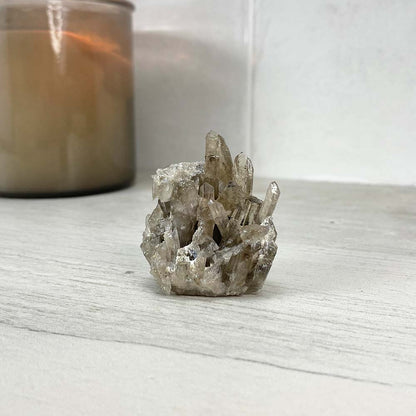 Smoky Quartz Crystal Cluster Specimen Hedgehog Carving