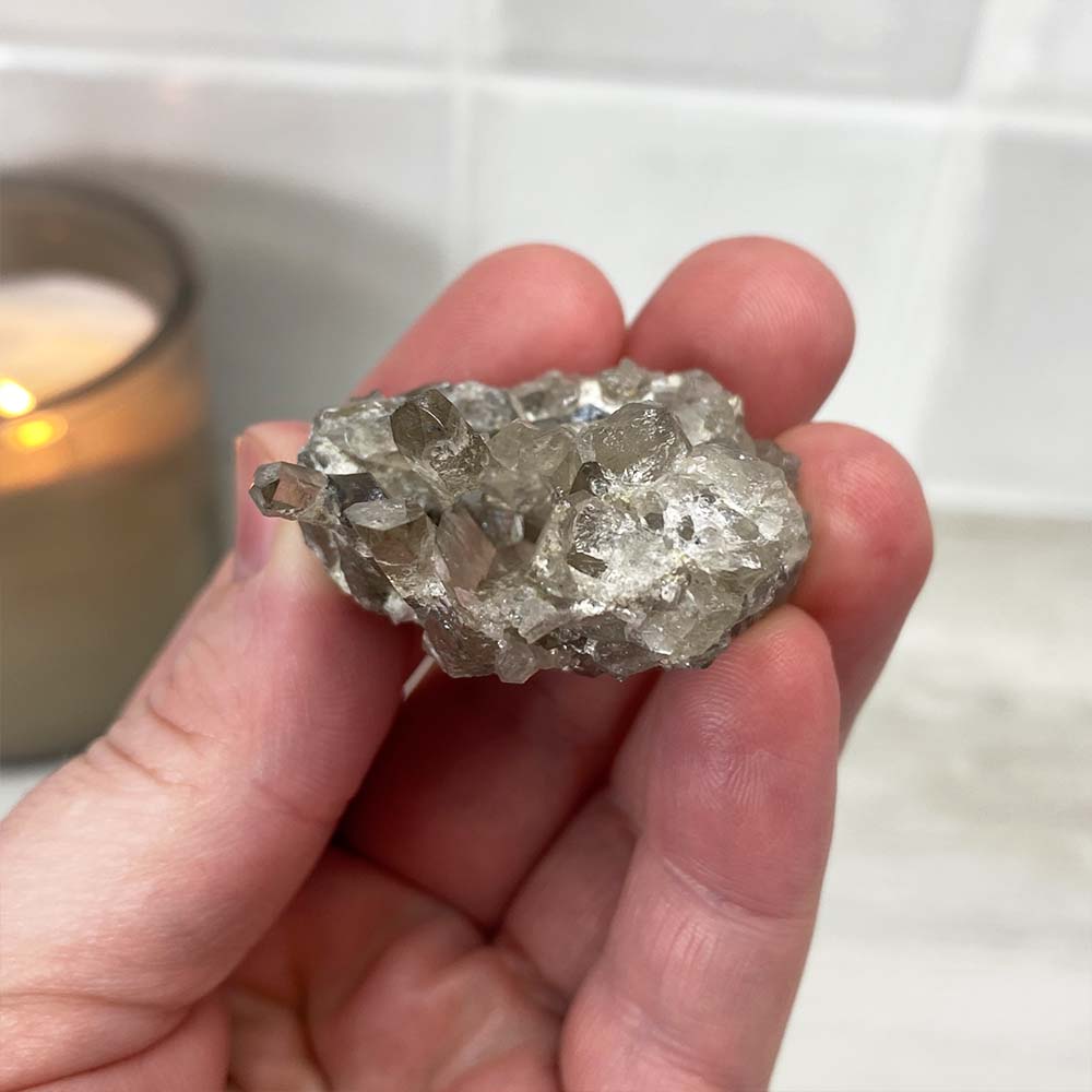 Smoky Quartz Crystal Cluster Specimen Hedgehog Carving