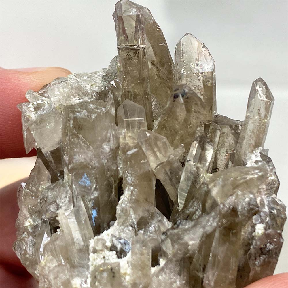 Smoky Quartz Crystal Cluster Specimen Hedgehog Carving