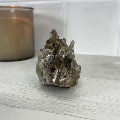 Smoky Quartz Crystal Cluster Specimen Hedgehog Carving