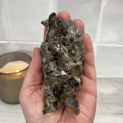 Smoky Quartz Crystal Cluster Specimen Hedgehog Carving