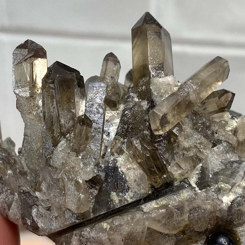 Smoky Quartz Crystal Cluster Specimen Hedgehog Carving
