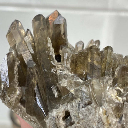 Smoky Quartz Crystal Cluster Specimen Hedgehog Carving