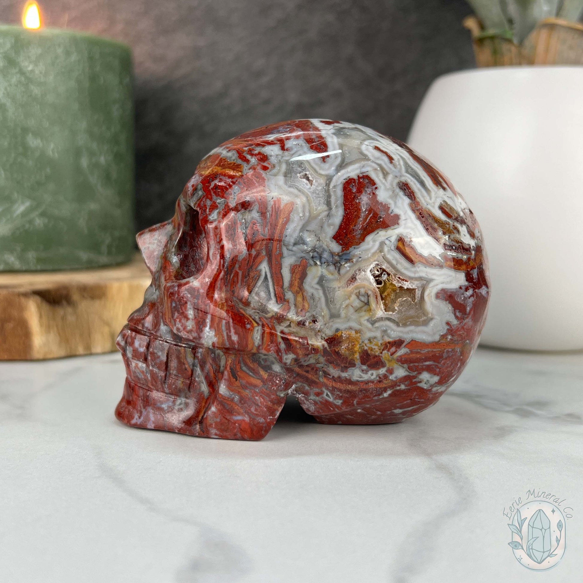 Polished Warring States Agate Skull Carving