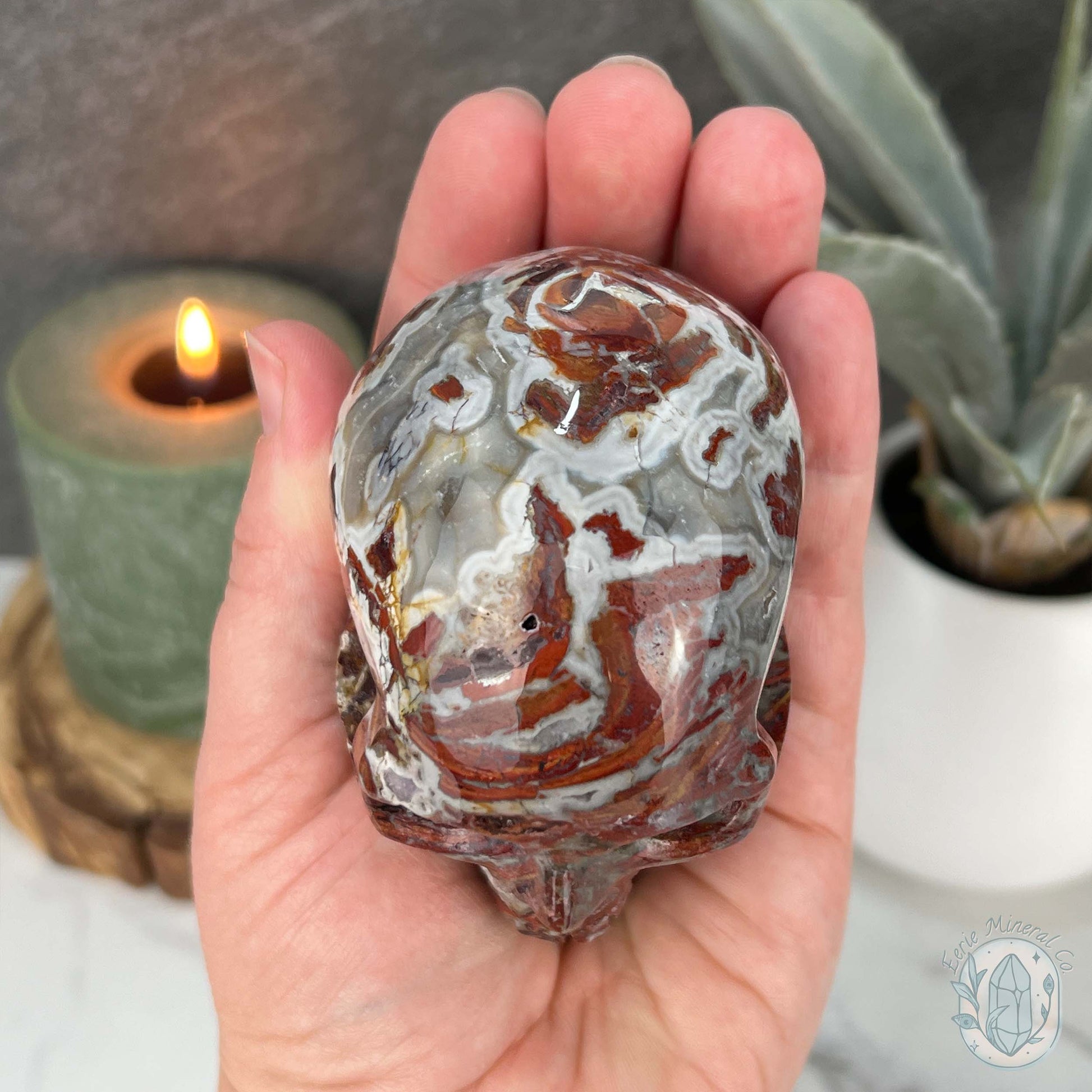 Polished Warring States Agate Skull Carving