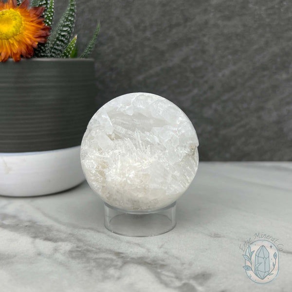 51mm White Druzy Quartz Crystal Cluster Sphere