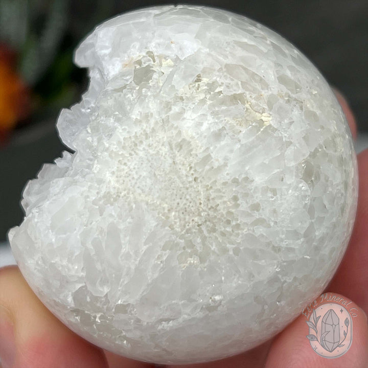 51mm White Druzy Quartz Crystal Cluster Sphere