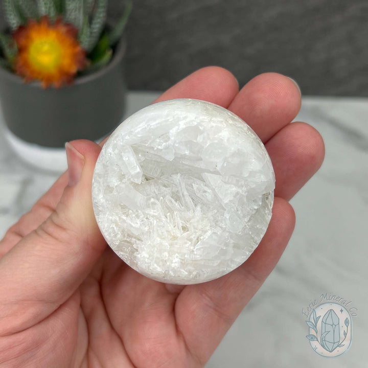 51mm White Druzy Quartz Crystal Cluster Sphere