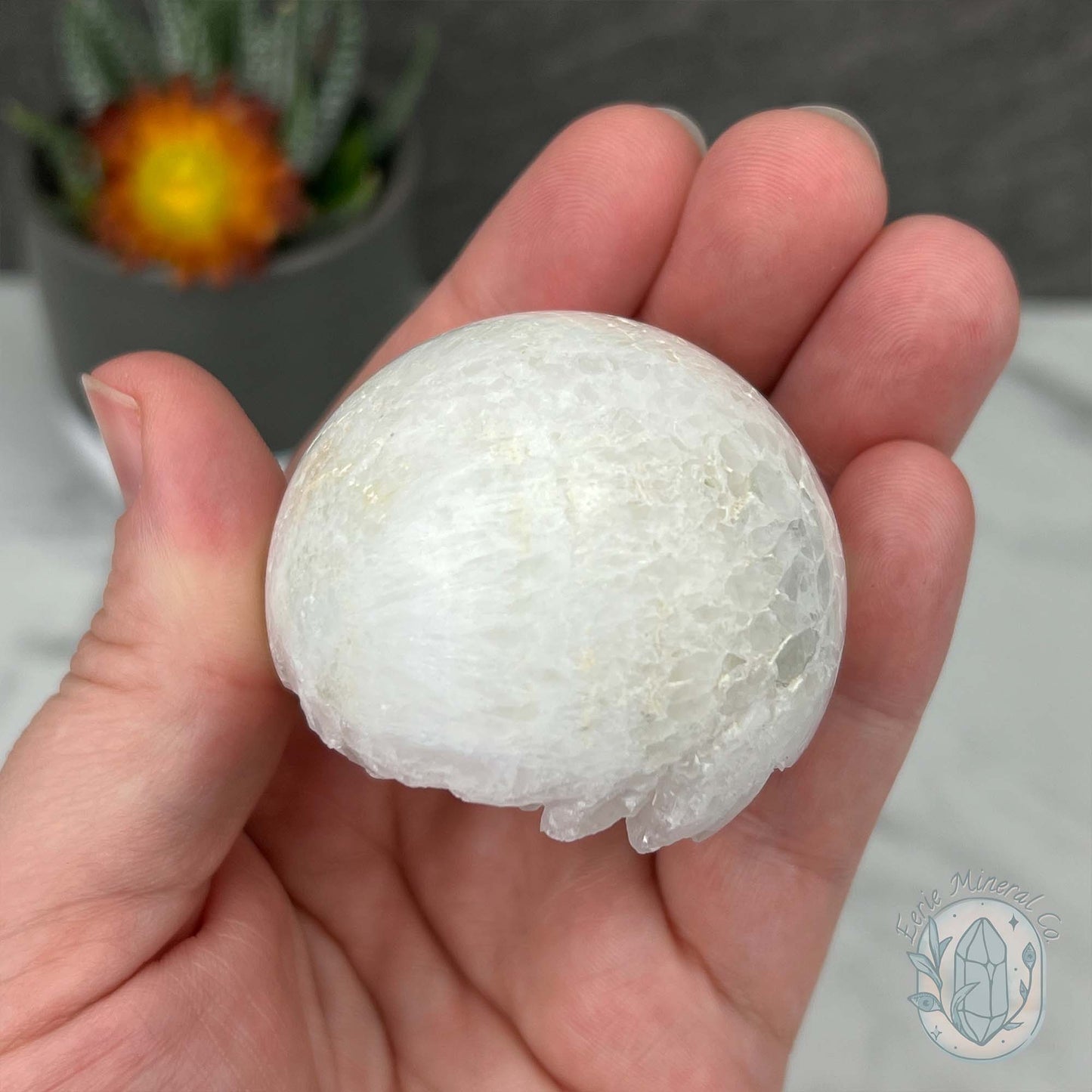 51mm White Druzy Quartz Crystal Cluster Sphere