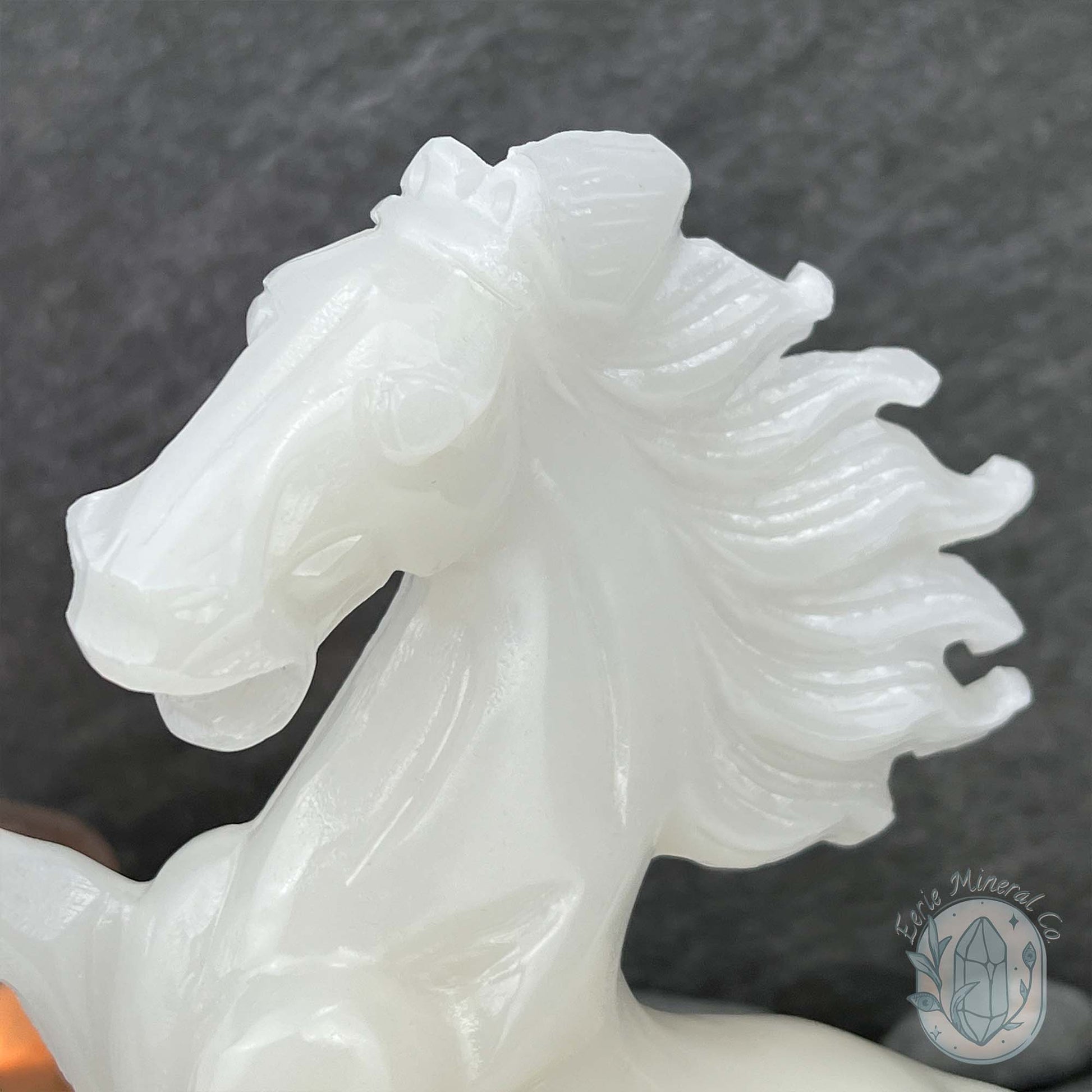 Large White Jade Rearing Stallion Horse Carving Statue