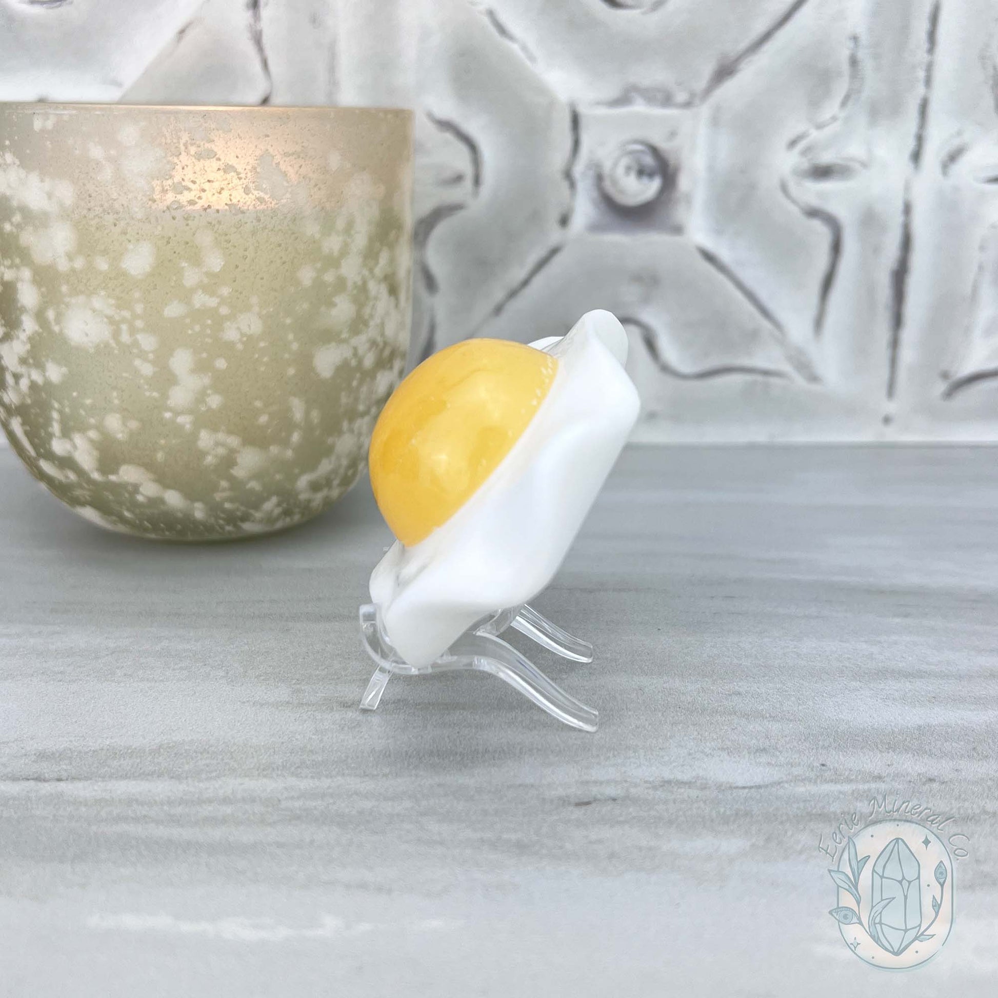 Yellow and White Jade Fried Egg Carving