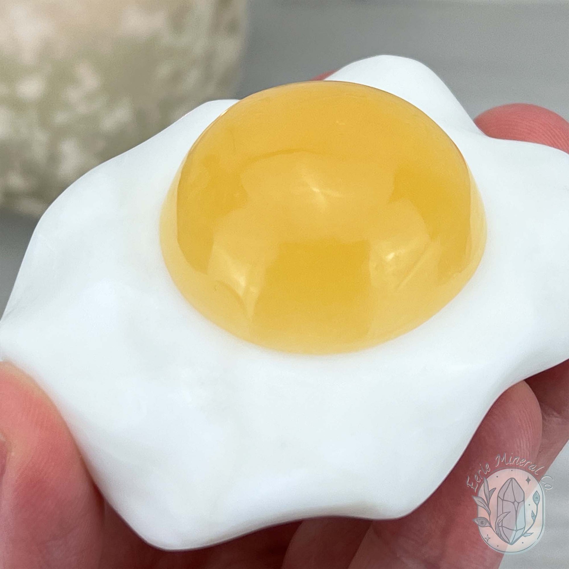 Yellow and White Jade Fried Egg Carving
