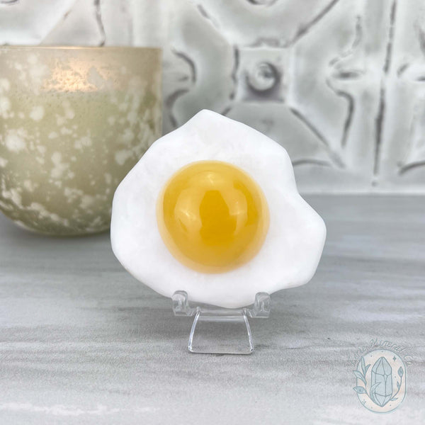 Yellow and White Jade Fried Egg Carving