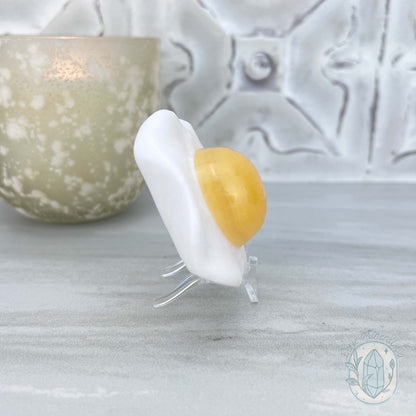 Yellow and White Jade Fried Egg Carving
