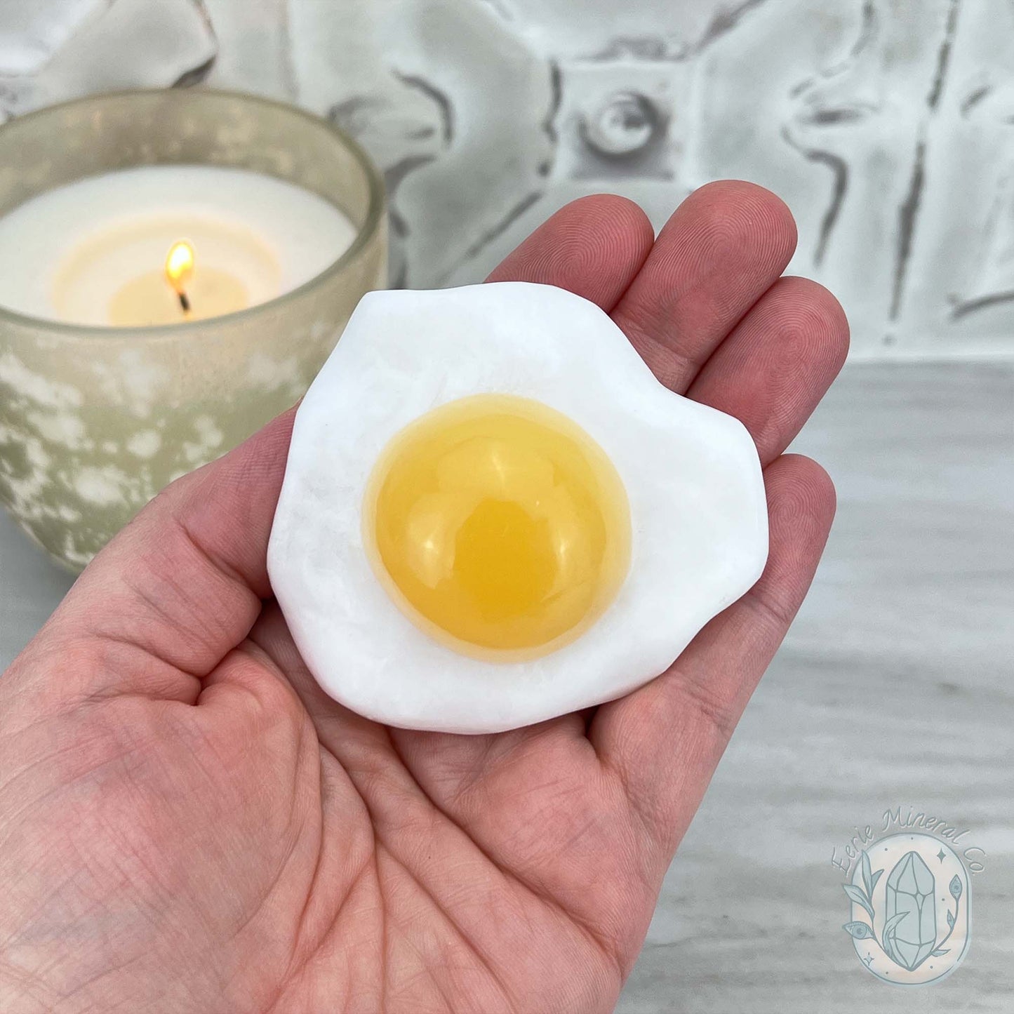 Yellow and White Jade Fried Egg Carving