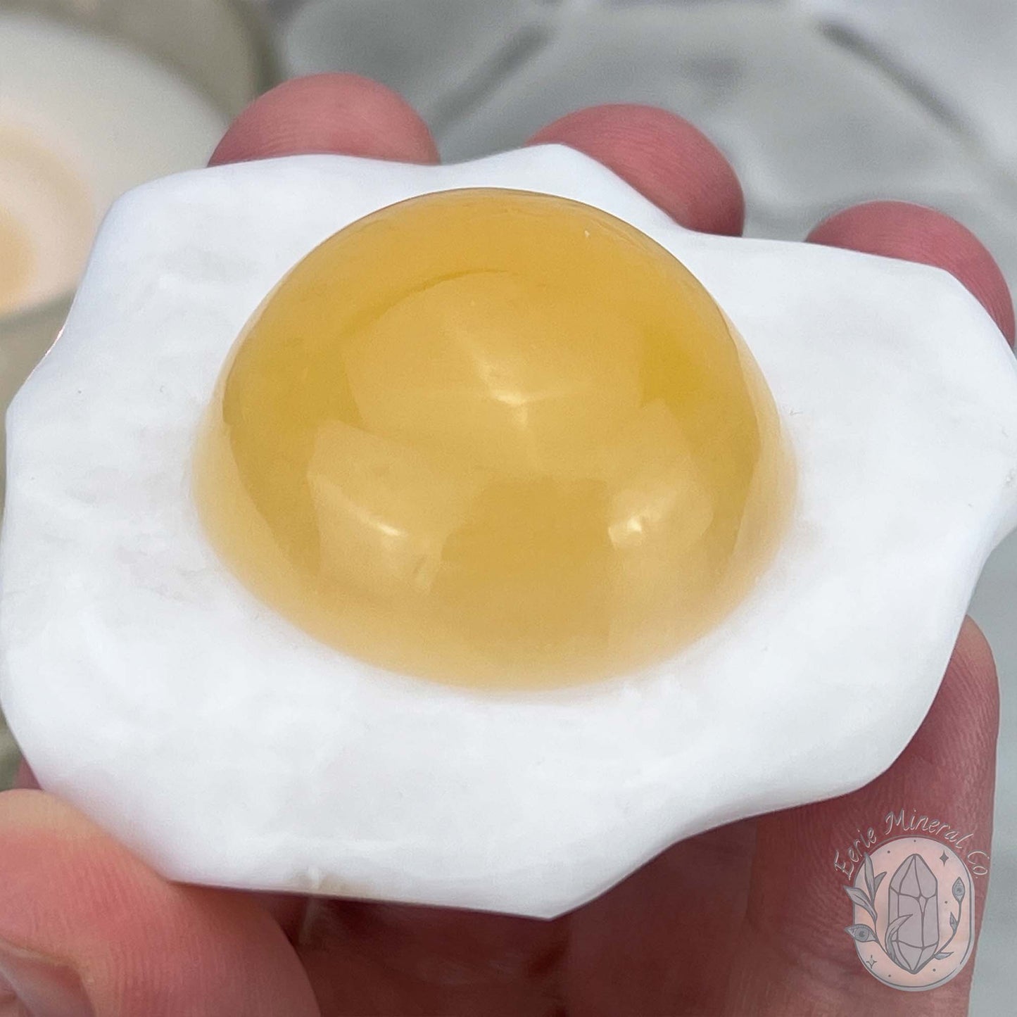 Yellow and White Jade Fried Egg Carving