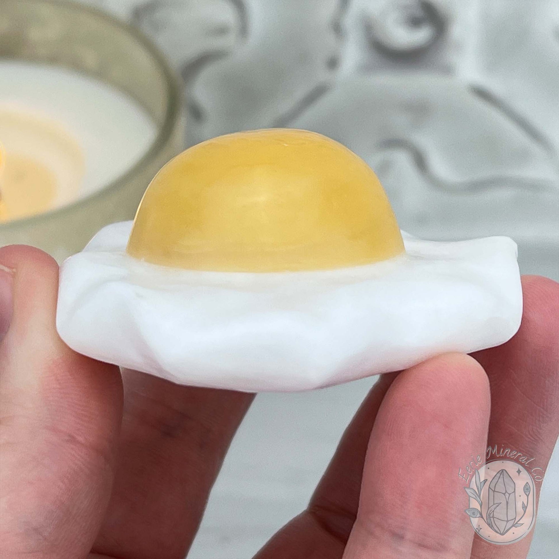 Yellow and White Jade Fried Egg Carving