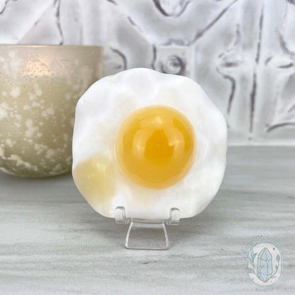 Yellow and White Jade Fried Egg Carving